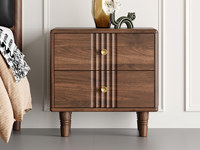 梵木悦语 中古风 进口红斑马 质感柔润纹理自然 竖纹嵌合造型 经典双抽 床头柜