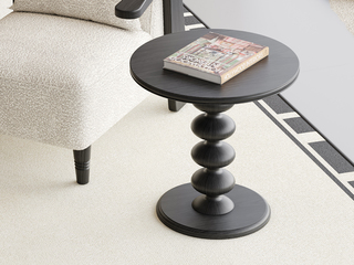  中古风 珍珠小角几 进口红斑马 质感柔润纹理自然 优雅串珠立柱 角几