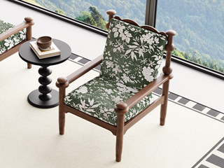  中古风 进口红斑马 质感柔润纹理自然 细腻耐磨提花面料 设计感圆润扶手 休闲椅（含同色腰枕）