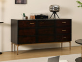 汉森庄园 英伦风 进口实木微雕工艺 设计感深浅光影变化 大容量多元化储物空间 阿尔贝托雕塑金属高脚 1.5米 斗柜