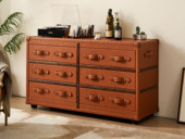 汉森庄园 英伦风 细腻柔韧油蜡仿真皮 科学分区分区大容量储物抽屉 1.0米 餐边柜