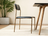 汉森庄园 英伦风 实心金属锻打锤纹肌理 结实稳固 柔软细腻油蜡仿真皮 宽阔舒适靠背贴合人体曲线 餐椅（单把价格 需双数购买 单数不发货）