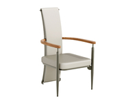 一方茶居 现代轻奢 主人椅 不锈钢电镀黑钛架子+乌金木扶手 优质西皮靠背座包 茶椅