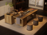 一方茶居 新中式 加厚大板台面 超大容量储物柜 镂空设计桌脚 2.0米茶台（不含茶盘）（超大件商品，请确认能否进入电梯或楼道）