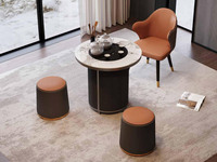 一方茶居 现代轻奢 主椅 橙色西皮靠包 碳素钢脚架 茶椅