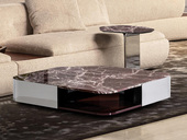 Milantti 米兰蒂 极简风格 紫罗红大理石 纹理均匀美观 时尚设计异形切角 坚固耐用镜面不锈钢 开放式便捷储物 1.1米 茶几（不含角几）