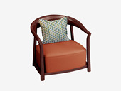 檀影轩 新中式 进口乌金木 纹理自然温润 柔韧细腻仿真皮 厚实高密度海绵座包 圆润弧形围边扶手 黑檀色 休闲椅（腰枕随机发货）