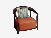 檀影轩 新中式 进口乌金木 纹理自然温润 柔韧细腻仿真皮 厚实高密度海绵座包 圆润弧形围边扶手 黑檀色 休闲椅（腰枕随机发货）