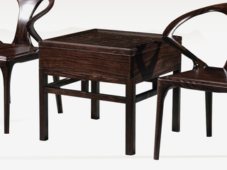  新中式 实木棋盘几 进口乌金木 纹理自然温润 独特棋盘几面 稳固实木脚 黑檀色 角几