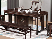 檀影轩 新中式 进口乌金木 纹理自然温润 镂空透气靠背 弧度设计贴合人体曲线 茶椅