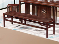 檀影轩 新中式 进口乌金木 纹理自然温润 实木大板直拼 稳固不摇晃 长条凳