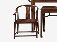 檀影轩 新中式 进口乌金木 纹理自然温润 弧度设计贴合人体曲线 圆润弧形围边扶手 黑檀色 茶椅