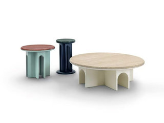  极简风格 拱门茶几 天然伊朗白洞石+天红洞石+天然大花绿奢石  传统拱门造型 优质亮光烤漆 茶几组合（大号+中号+小号）（天然石材，纹理随机）