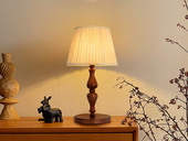 【包邮】格美灯饰 宋式美学风格 白蜡木+布艺灯罩 客厅卧室中古系列 实木LT8001-胡桃-三色 胡桃木色 台灯(含光源 E27)（内蒙古，新疆，西藏，青海，甘肃、宁夏等地区不包邮 运费请咨询客服)