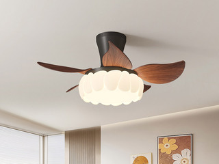 【包邮】 现代简约风格 铁材+ABS+PE滚塑 客厅卧室系列 ZYS3030胡桃-吸顶款-离线语音+遥控 胡桃 风扇灯(含光源 48W)（内蒙古，新疆，西藏，青海，甘肃、宁夏等地区不包邮 运费请咨询客服)