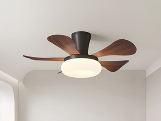 【包邮】 现代简约风格 铁材+ABS+PE滚塑 客厅卧室系列 ZYS3031胡桃-吸顶款-离线语音+遥控 胡桃 风扇灯(含光源 38W)（内蒙古，新疆，西藏，青海，甘肃、宁夏等地区不包邮 运费请咨询客服)