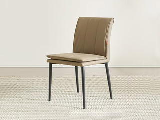  顾家家居旗下轻时尚品牌 极简风格 亲肤高质感皮艺 无直角造型贴合脊柱曲线 碳素钢框架高承重不变形 美观弧形边缘 奶咖色 餐椅（单把价格 需双数购买 单数不发货）