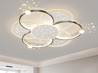 【包邮】 现代简约 铁+亚克力 客厅卧室系列 全屋套餐XY0295黑-两室一厅-离线语音+遥控 黑色 两室一厅(含光源 LED贴片)（内蒙古，新疆，西藏，青海，甘肃、宁夏等地区不包邮 运费请咨询客服）