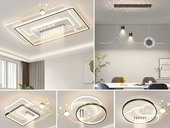 【包邮】格美灯饰 现代简约 铁+亚克力 客厅卧室系列 全屋套餐XY0243黑-三室两厅-三色变光 黑色 三室两厅(含光源 LED贴片)（内蒙古，新疆，西藏，青海，甘肃、宁夏等地区不包邮 运费请咨询客服）