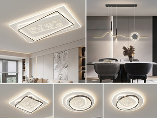 【包邮】 现代简约 铁+亚克力 客厅卧室系列 全屋套餐XY0117C黑-三室两厅-三色变光 黑色 三室两厅(含光源 LED贴片)（内蒙古，新疆，西藏，青海，甘肃、宁夏等地区不包邮 运费请咨询客服）