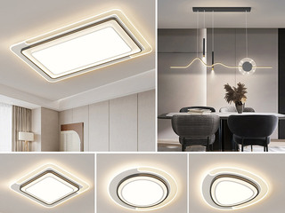 【包邮】 现代简约 铁+亚克力 客厅卧室系列 全屋套餐XY0221黑-三室两厅-三色变光 黑色 三室两厅(含光源 LED贴片)（内蒙古，新疆，西藏，青海，甘肃、宁夏等地区不包邮 运费请咨询客服）