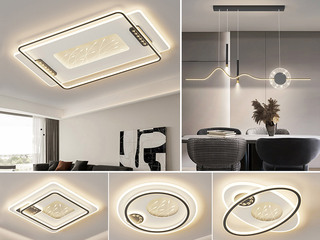 【包邮】 现代简约 铁+亚克力 客厅卧室系列 全屋套餐XY0219黑-三室两厅-三色变光 黑色 三室两厅(含光源 LED贴片)（内蒙古，新疆，西藏，青海，甘肃、宁夏等地区不包邮 运费请咨询客服）