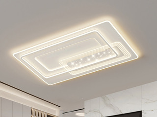 【包邮】 现代简约 铁+亚克力 客厅卧室系列 全屋套餐XY0201B白-两室两厅-三色变光 白色 两室两厅(含光源 LED贴片)（内蒙古，新疆，西藏，青海，甘肃、宁夏等地区不包邮 运费请咨询客服）