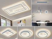 【包邮】格美灯饰 现代简约 铁+亚克力 客厅卧室系列 全屋套餐XY0201B蓝-三室两厅-三色变光 蓝色 三室两厅(含光源 LED贴片)（内蒙古，新疆，西藏，青海，甘肃、宁夏等地区不包邮 运费请咨询客服）