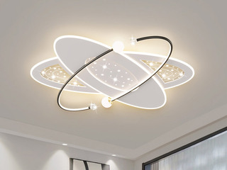 【包邮】 现代简约 铁+亚克力 客厅卧室系列 全屋套餐XY0203黑-两室一厅-离线语音+遥控 黑色 两室一厅(含光源 LED贴片)（内蒙古，新疆，西藏，青海，甘肃、宁夏等地区不包邮 运费请咨询客服）