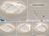 【包邮】格美灯饰 现代简约 铁+亚克力 客厅卧室系列 全屋套餐XY0203蓝-三室两厅-三色变光 蓝色 三室两厅(含光源 LED贴片)（内蒙古，新疆，西藏，青海，甘肃、宁夏等地区不包邮 运费请咨询客服）