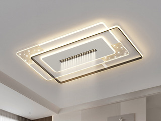 【包邮】 现代简约 铁+亚克力 客厅卧室系列 全屋套餐XY0185黑-两室两厅-三色变光 黑色 两室两厅(含光源 LED贴片)（内蒙古，新疆，西藏，青海，甘肃、宁夏等地区不包邮 运费请咨询客服）