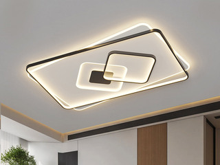 【包邮】 现代简约 铁+亚克力 客厅卧室系列 全屋套餐XY0180黑-两室一厅-三色变光 黑色 两室一厅(含光源 LED贴片)（内蒙古，新疆，西藏，青海，甘肃、宁夏等地区不包邮 运费请咨询客服）