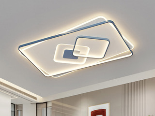 【包邮】 现代简约 铁+亚克力 客厅卧室系列 全屋套餐XY0180蓝-两室两厅-三色变光 蓝色 两室两厅(含光源 LED贴片)（内蒙古，新疆，西藏，青海，甘肃、宁夏等地区不包邮 运费请咨询客服）