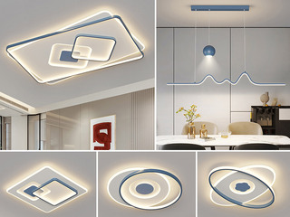 【包邮】 现代简约 铁+亚克力 客厅卧室系列 全屋套餐XY0180蓝-三室两厅-离线语音+遥控 蓝色 三室两厅(含光源 LED贴片)（内蒙古，新疆，西藏，青海，甘肃、宁夏等地区不包邮 运费请咨询客服）