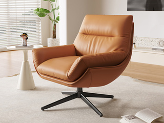  极简风格 劳伦斯转椅 舒适亲肤皮艺 蓬松柔软羽绒 360°自由旋转设计 全方位舒适包裹 分段无缝贴合身体曲线 休闲椅