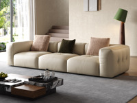 Milantti 米兰蒂 意式极简 气泡全真皮沙发 至臻头层黄牛皮 蓬松羽绒+高弹饱满海绵双重体验 云端深度解压 宽厚大扶手枕靠舒心 直排四人位沙发