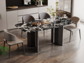 歌迪 极简风格 深邃莹润宝格丽黑大理石 V形镂空高级感桌脚 内凹圆润设计防磕碰 清晰木纹均匀质感 独特工学构造承重力Max 1.6米 餐桌