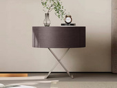 Milantti 米兰蒂 极简风格 纹理自然烟熏木皮 结实稳固“X”型钛金脚 高质托底缓冲导轨 烟熏色 床头柜