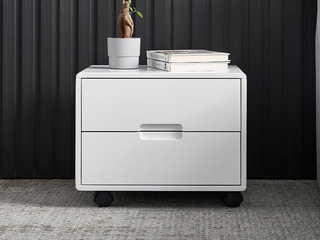  极简风格 亮光白烤漆 经典双抽大容量储物 床头柜 