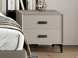 【全面升级】欧瑞仕 极简风格 全实木柜体+静音防夹手缓冲滑轨+平整圆润裥棉柜体+松木抽屉 卡其灰 扪皮 床头柜