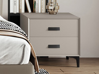 【全面升级】欧瑞仕 极简风格 全实木柜体+静音防夹手缓冲滑轨+平整圆润裥棉柜体+松木抽屉 卡其灰 扪皮 床头柜