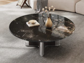 欧瑞仕 意式极简 海星茶几 加厚36MM黑曜石大理石 纹理细腻多彩 边角圆弧安全防撞 设计感几何底座 红古铜+镜面拼色不锈钢支架 经久耐用 1.0米 茶几