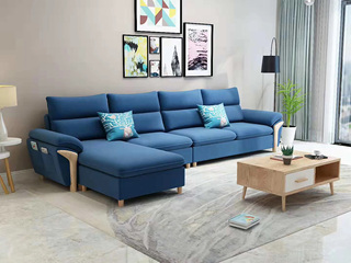 现代x1688b布艺沙发组合 深蓝色