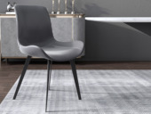 米勒 现代简约 优质皮艺面料 五金脚架 深灰色 餐椅