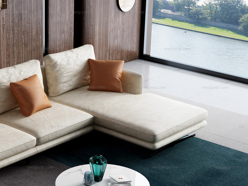 诺美帝斯 极简风格 t29沙发米黄色 科技布 羽绒沙发(1 3 左贵妃)沙发