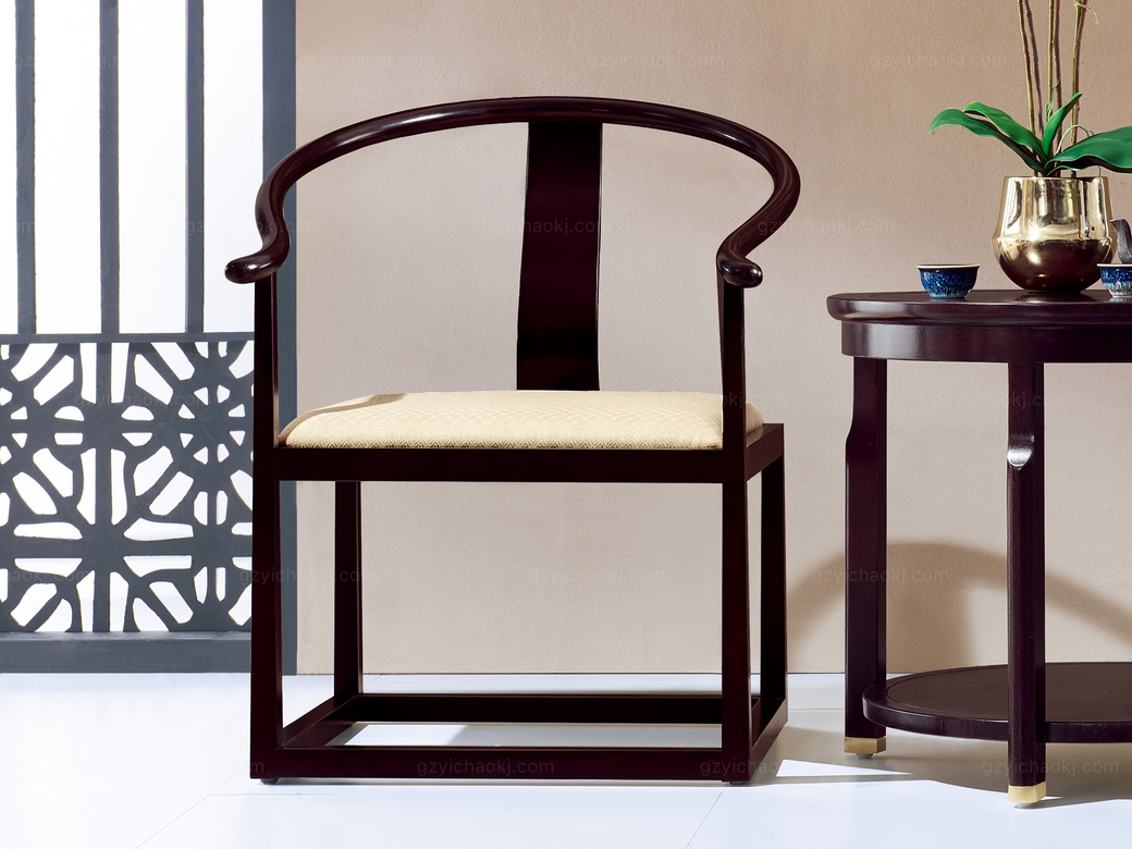 墨舍 新中式 东南亚进口红檀木 麻布软包x01 休闲圈椅