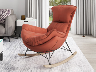  极简 科技布料 居家实用型 橙红色 休闲椅（摇椅）