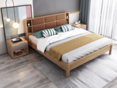 木之家 北欧风格 泰国进口橡胶木 纳米科技布面料 松木床板条 1.8*2.0米床
