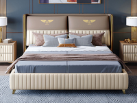 梵克美家 轻奢风格 高定头层黄牛皮 常规床 1.8*2.0米真皮床（搭配10公分松木排骨架）