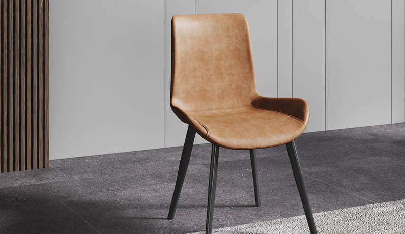 卡罗亚 极简风格 优质皮艺 橙色 餐椅（单把价格 需双数购买 单数不发货）